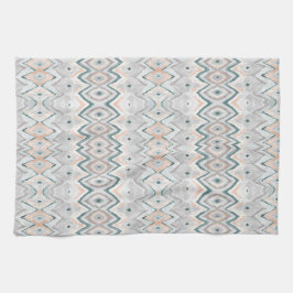 Boho Beach Diamond Chevron Blauwgroen Peach Bleek  Theedoek