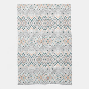 Boho Beach Diamond Chevron Blauwgroen Peach Bleek  Theedoek