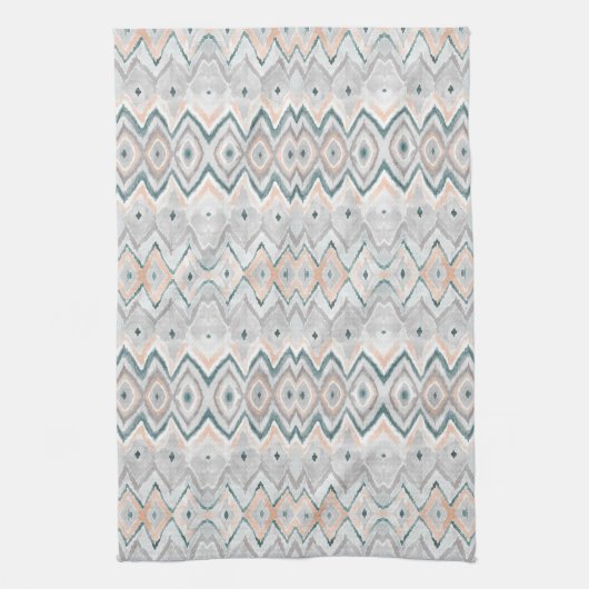 Boho Beach Diamond Chevron Blauwgroen Peach Bleek  Theedoek (Verticaal)