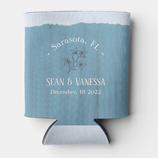 Boho Beach Dusty Blue Wedding Blikjeskoeler (Voorkant)