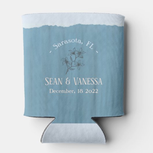 Boho Beach Dusty Blue Wedding Blikjeskoeler (Achterkant)