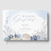 Boho Beach Elegant Romantic Blue Wedding Gastenboek (Voorkant)