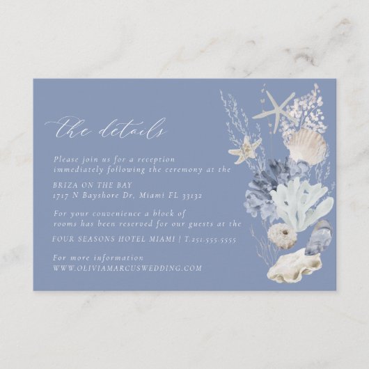 Boho Beach Elegante bruiloft Details Behuizing Kaa Informatiekaartje (Voorkant)