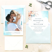 Boho Beach Floral Waterverf Huwelijksuitnodiging Kaart