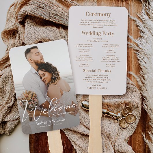 Boho Beach foto huwelijksprogramma Handwaaier