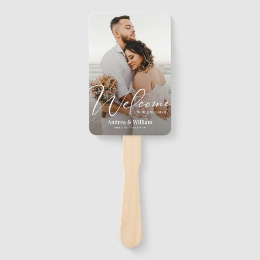 Boho Beach foto huwelijksprogramma Handwaaier (Voorkant)