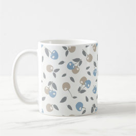 Boho Beach Kersen - beige blauw fruit patroon. Koffiemok