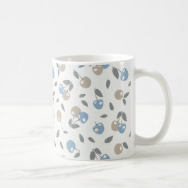 Boho Beach Kersen - beige blauw fruit patroon. Koffiemok