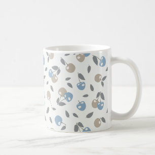 Boho Beach Kersen - beige blauw fruit patroon. Koffiemok