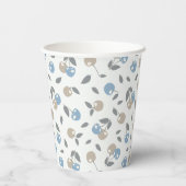 Boho Beach Kersen - beige blauw fruit patroon. Papieren Bekers (Achterkant)