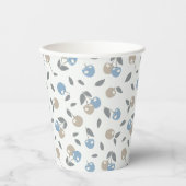 Boho Beach Kersen - beige blauw fruit patroon. Papieren Bekers (Voorkant)