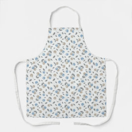 Boho Beach Kersen - beige blauw fruit patroon. Schort
