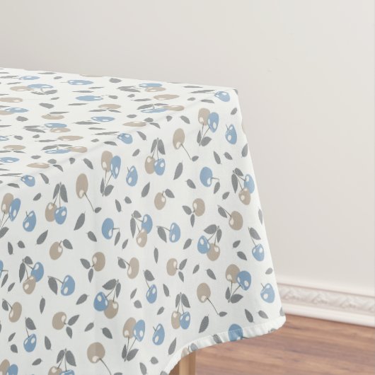 Boho Beach Kersen - beige blauw fruit patroon. Tafelkleed (Voorbeeld)