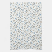 Boho Beach Kersen - beige blauw fruit patroon. Theedoek (Verticaal)