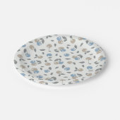 Boho Beach Kersen - beige blauwe fruitpatroon. Papieren Bordje (Gekanteld)