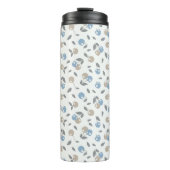 Boho Beach Kersen - beige blauwe fruitpatroon. Thermosbeker (Voorkant)
