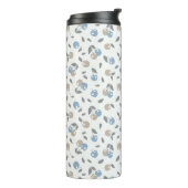 Boho Beach Kersen - beige blauwe fruitpatroon. Thermosbeker (Gedraaid links)