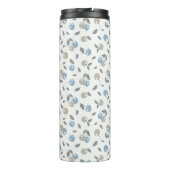 Boho Beach Kersen - beige blauwe fruitpatroon. Thermosbeker (Achterkant)