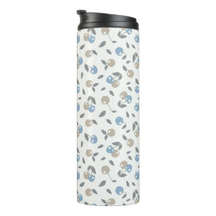 Boho Beach Kersen - beige blauwe fruitpatroon. Thermosbeker