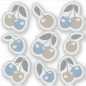Boho Beach Kersen - beige blauwe leuke kers fruit Sticker (Voorkant)