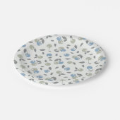 Boho Beach Kersen - salie blauwe fruitpatroon. Papieren Bordje (Gekanteld)