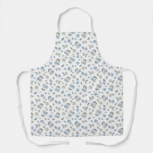 Boho Beach Kersen - salie blauwe fruitpatroon. Schort (Voorkant)