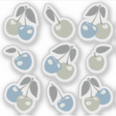 Boho Beach Kersen - salieblauwe leuke kersenvrucht Sticker (Voorkant)