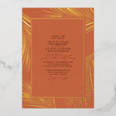 Boho Beach Kust- & RSVP QR-code Trouwkaart Goud Folie Uitnodiging (Voorkant)