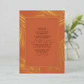 Boho Beach Kust- & RSVP QR-code Trouwkaart Goud Folie Uitnodiging (Staand Voorkant)