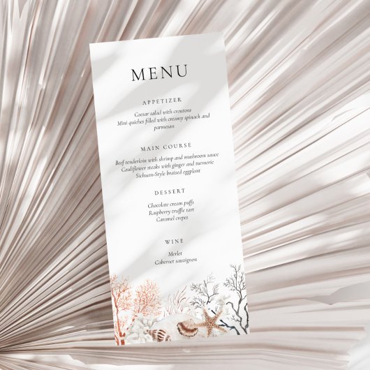 Boho Beach Neutraal Coral Reef Menu