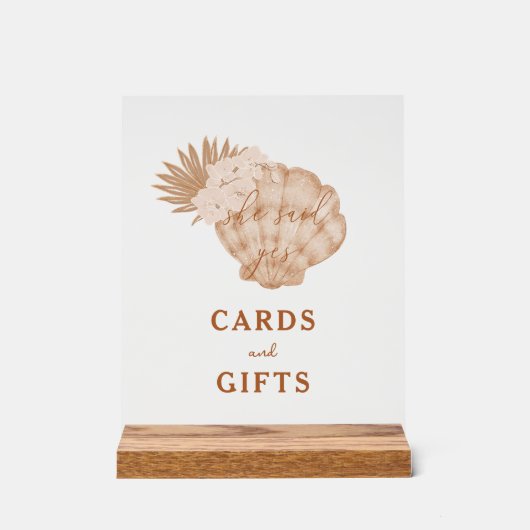 Boho Beach Schelpen Bruidsfeest Kaarten en Cadeaus Acryl Bord (Voorkant)