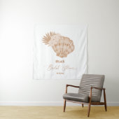 Boho Beach Seashell Vrijgezellenfeest Foto achterg Wandkleed (In situ)