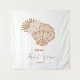 Boho Beach Seashell Vrijgezellenfeest Foto achterg Wandkleed