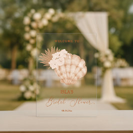 Boho Beach Seashell Vrijgezellenfeest Welkom Acryl Bord