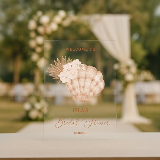 Boho Beach Seashell Vrijgezellenfeest Welkom Acryl Bord