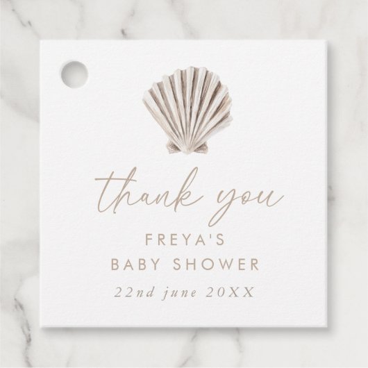 Boho Beach Shell Baby shower Bedankjes Labels (Voorkant)