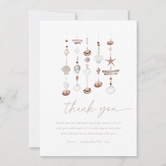 Boho Beach Shell Baby shower bedankkaart (Voorkant)