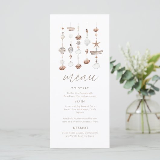 Boho Beach Shell Baby shower Menu (Staand voorkant)