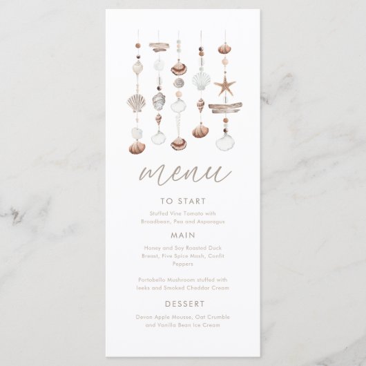 Boho Beach Shell Baby shower Menu (Voorkant)