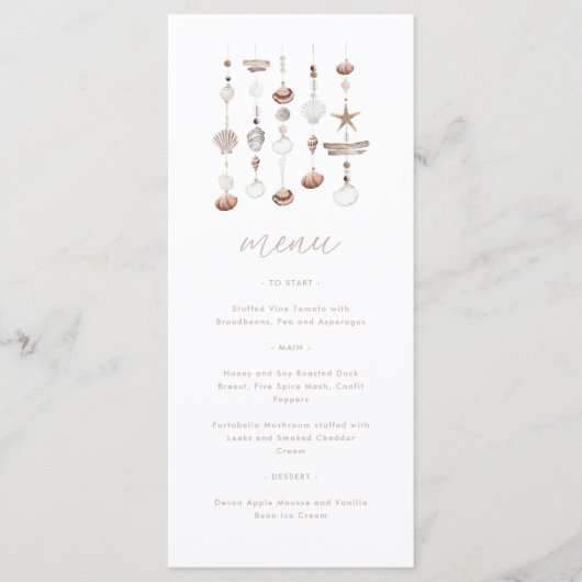Boho Beach Shell Baby Shower Plat Menu (Voorkant)