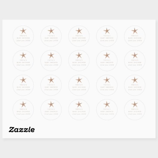 Boho Beach Shell Baby shower Ronde Sticker (Vel)