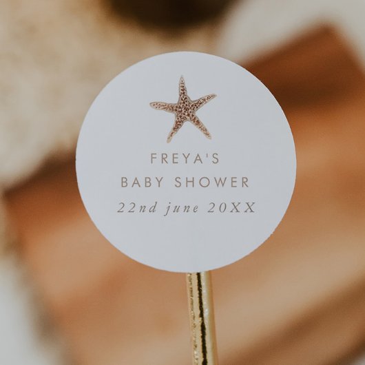 Boho Beach Shell Baby shower Ronde Sticker