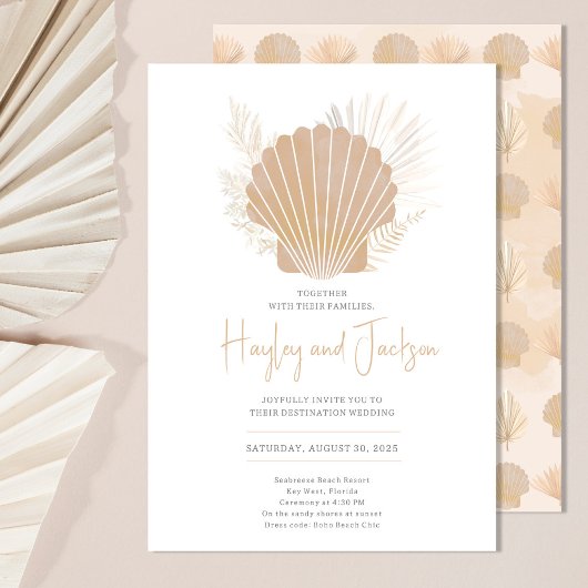 Boho Beach Shell Ocean Wedding Kaart