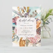 Boho Beach sinaasappel Bloemen Bruids Douche Uitno Kaart (Staand voorkant)