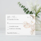 Boho Beach Tropical Beige Floral no Meal RSVP (Staand voorkant)