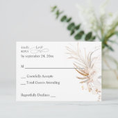 Boho Beach Tropical beige Floral no Meal RSVP 2 (Staand voorkant)
