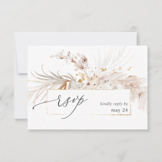 Boho Beach Tropical beige Floral w Meal RSVP 2 (Voorkant)