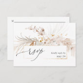 Boho Beach Tropical beige Floral w Meal RSVP 2 (Voorkant / Achterkant)