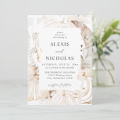 Boho Beach Tropical beige Floral Wedding Kaart (Staand voorkant)