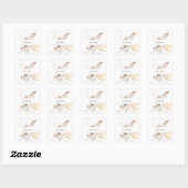 Boho Beach Tropisch Beige Bloemige Dank Je Vierkante Sticker (Vel)